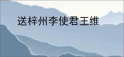 送梓州李使君王维