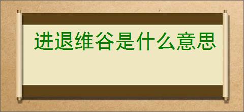 进退维谷是什么意思