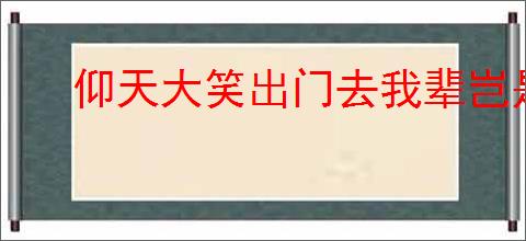仰天大笑出门去我辈岂是蓬蒿人全诗