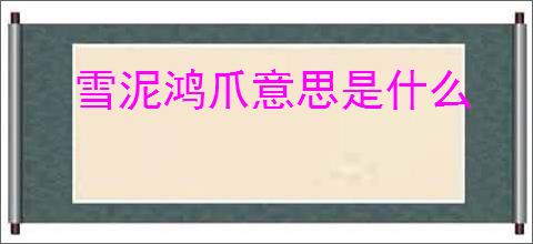 雪泥鸿爪意思是什么